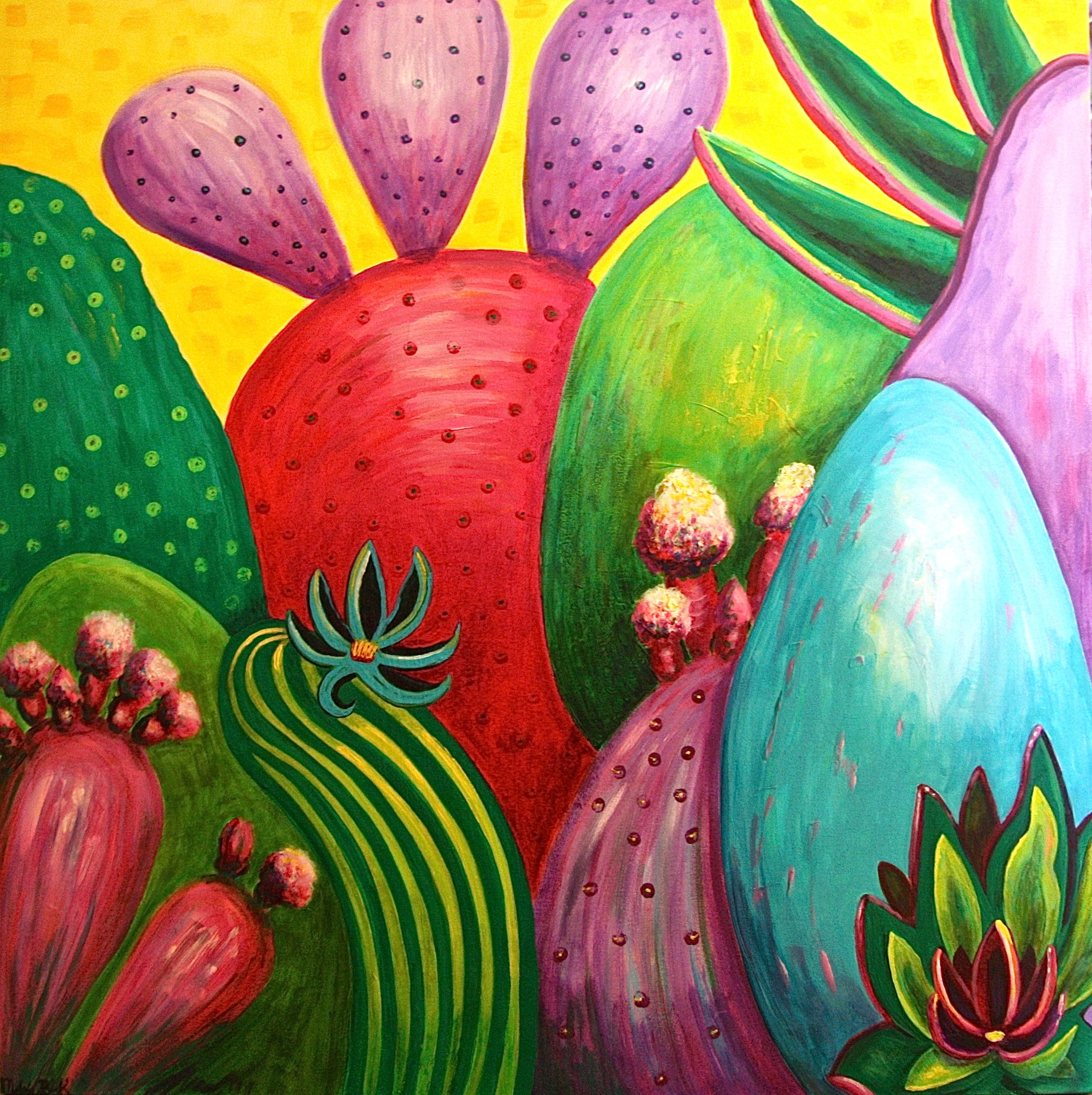 Abstract Cactus Painting